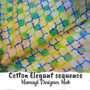 Cotton Elegant Sequence fabric 45 inch – colorful geometric printed cotton summer 2025 Pakistan”