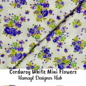 “Corduroy White Mini Flowers funky kotrai 58 inch – purple floral printed corduroy fabric for winter 2025 Pakistan”