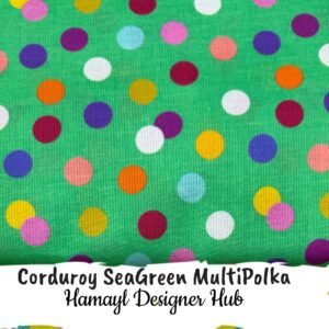 Corduroy SeaGreen Multi Polka– 58 Inch Funky Corduroy (Kotrai) | Hamayl Designer Hub