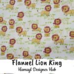 Flannel Lion King 45 inch export quality funky nightwear fabric with cartoon lion prints – ideal for kids’ pajamas and sleepwear