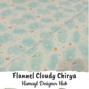 Flannel Cloudy Chirya 45 inch export quality nightwear fabric with clouds, chirya birds and stars – perfect for pajamas and sleepwear in winter 2025