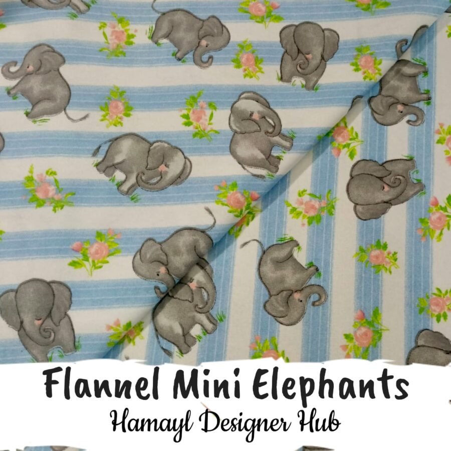 Flannel Mini Elephants – printed flannel fabric, 45-inch width, unstitched