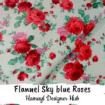 Flannel Sky Blue Roses– 45 Inch Export Quality Funky Nightwear Fabric
