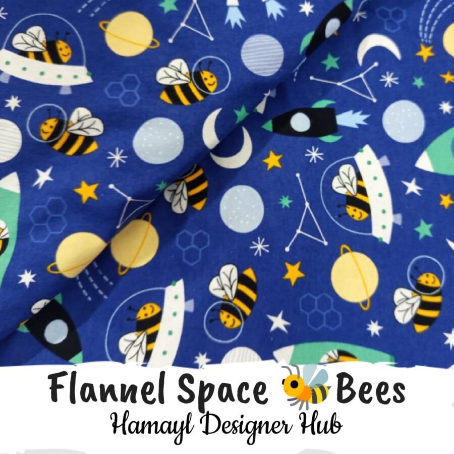 Flannel Space Bees– 45 Inch Export Quality Funky Nightwear Fabric