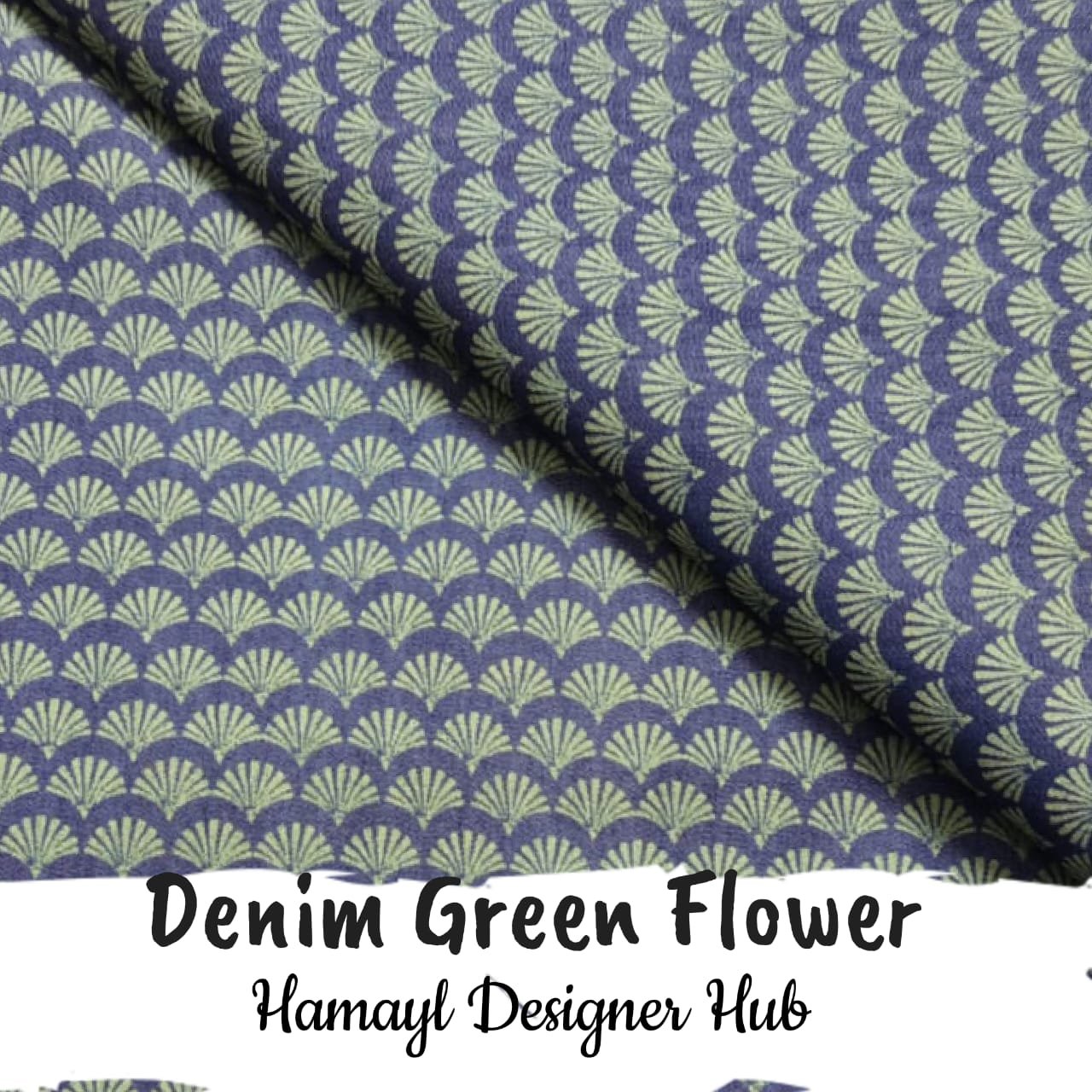 Denim Green Flower