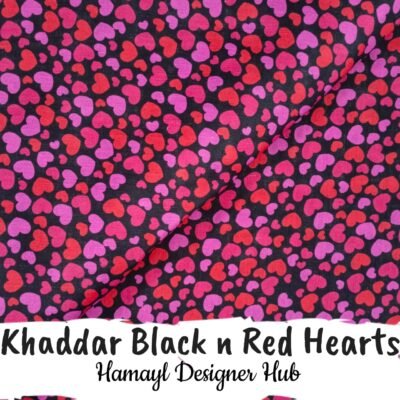 Black n Red Hearts– Khaddar Suit (Digital Print) | Hamayl Designer Hub 2025