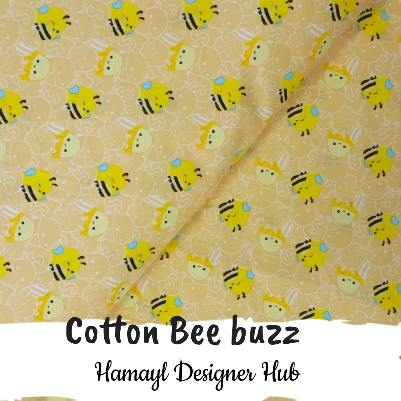 cotton – 45" cartoon print cotton fabric Bee Buzz