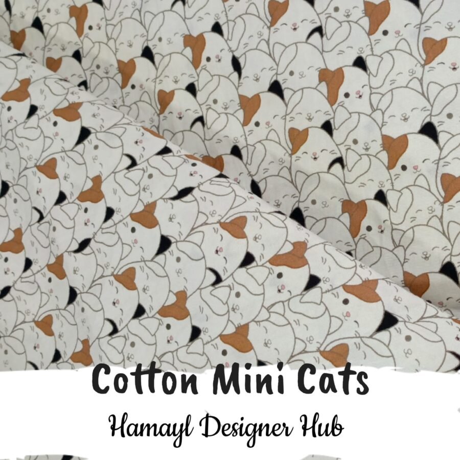Cotton Mini Cats– 45" Cartoon Print Cotton Fabric