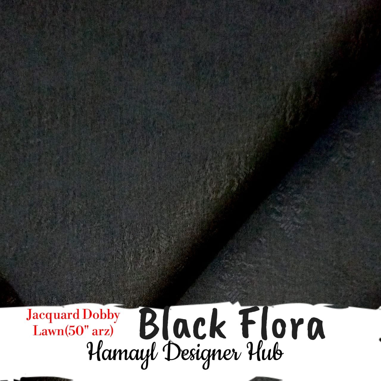 Black Flora – plain jacquard fabric, unstitched