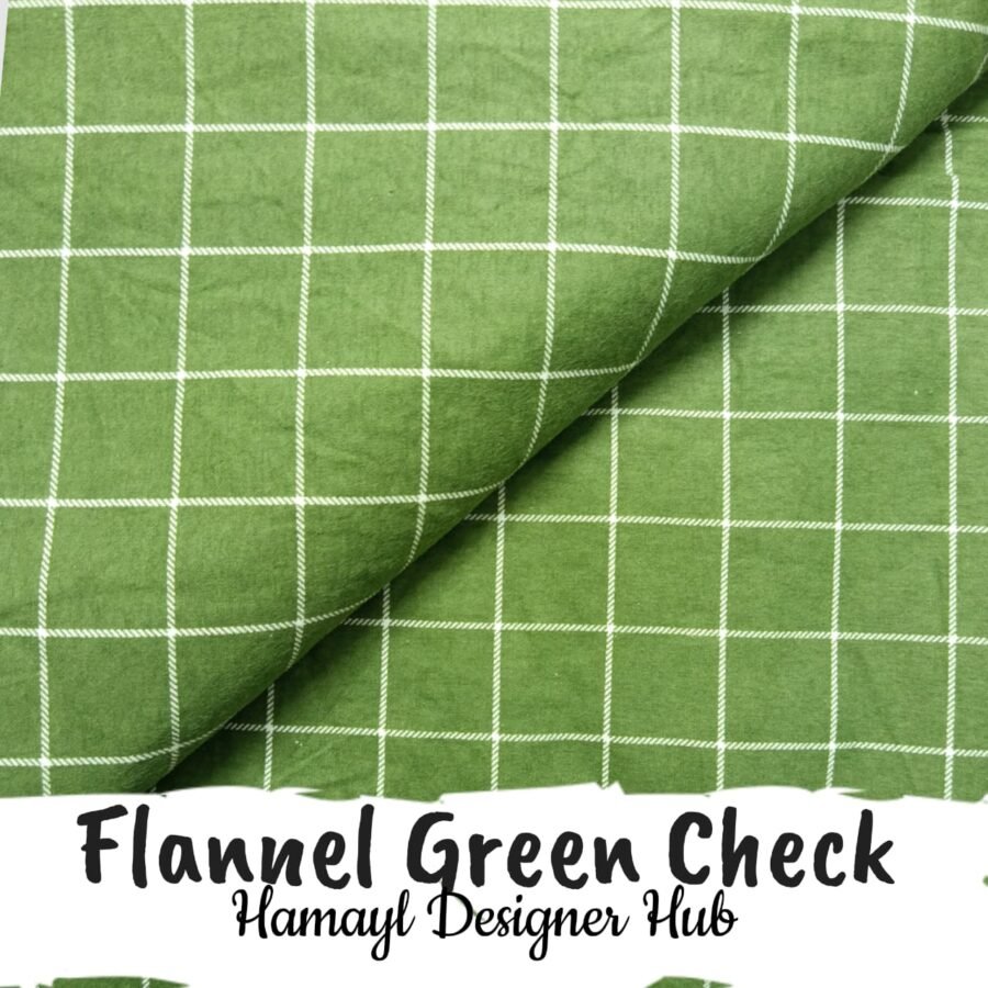 Flannel Green Check – printed flannel fabric, 45-inch width, unstitched