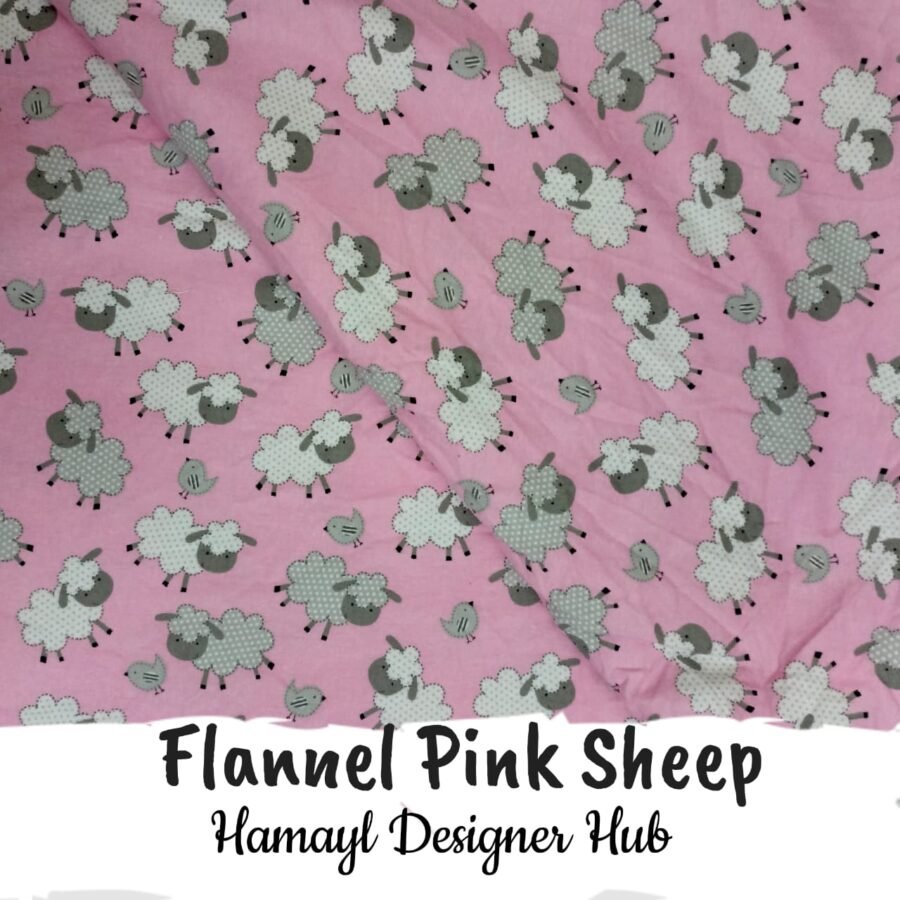Flannel Pink Sheep – printed flannel fabric, 45-inch width, unstitched