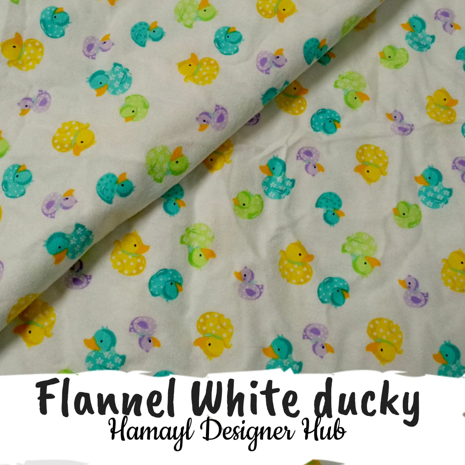 Flannel White Duck – printed flannel fabric, 45-inch width, unstitched