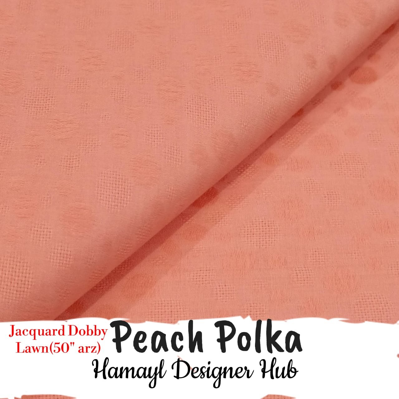 Peach Polka – plain jacquard fabric, unstitched