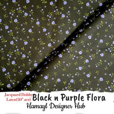Black n Purple Flora- Printed Jacquard