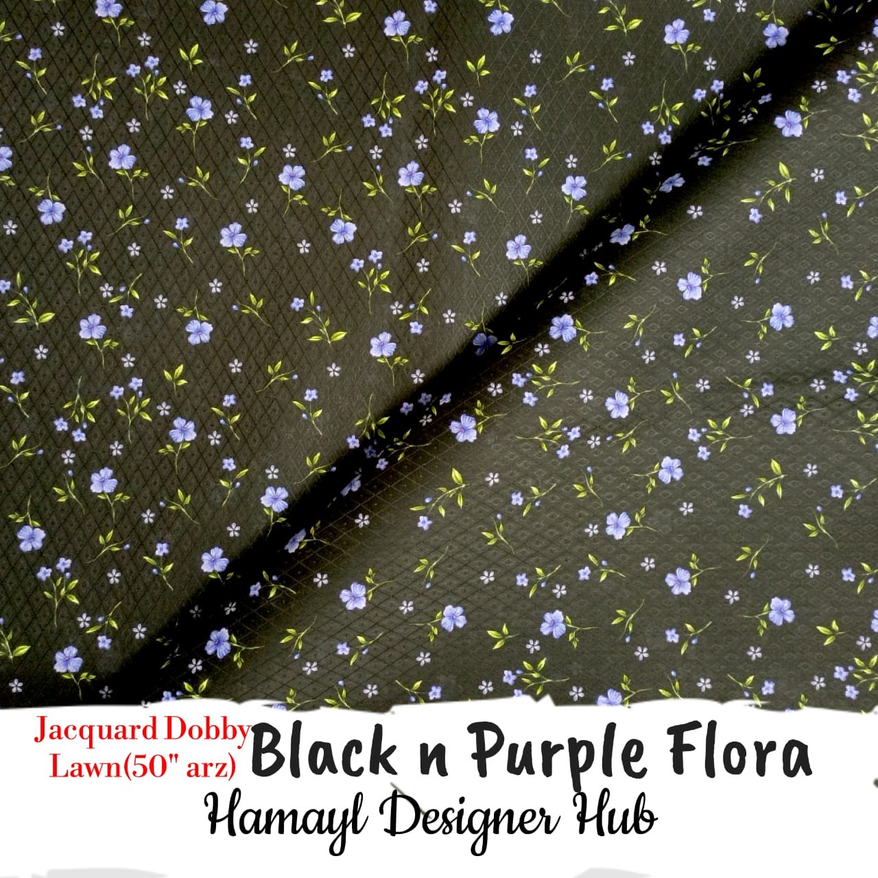 sample printed jacquard black n Purple Flora