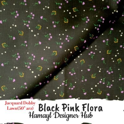 Black Pink Flora - Printed Jacquard