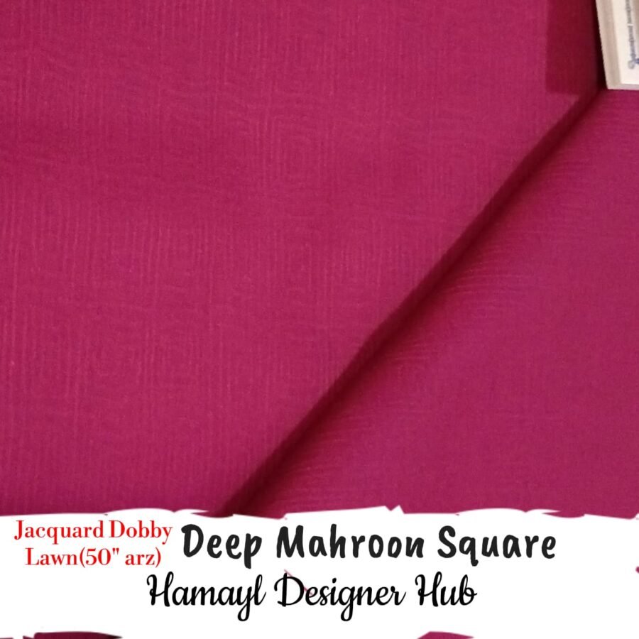 Deep Mahroon Square- Plain Jacquard — unstitched fabric