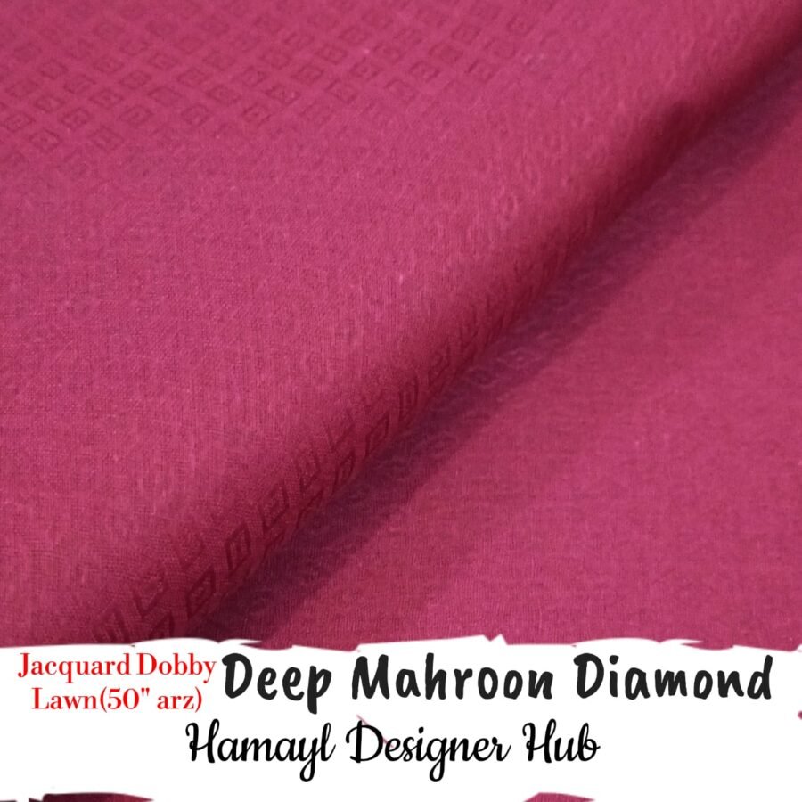 Deep Mahroon Diamond - Plain Jacquard — unstitched fabric