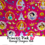 Pink Disney Princes- Fabric -Funky Digital Lawn- Hamayl Designer Hub