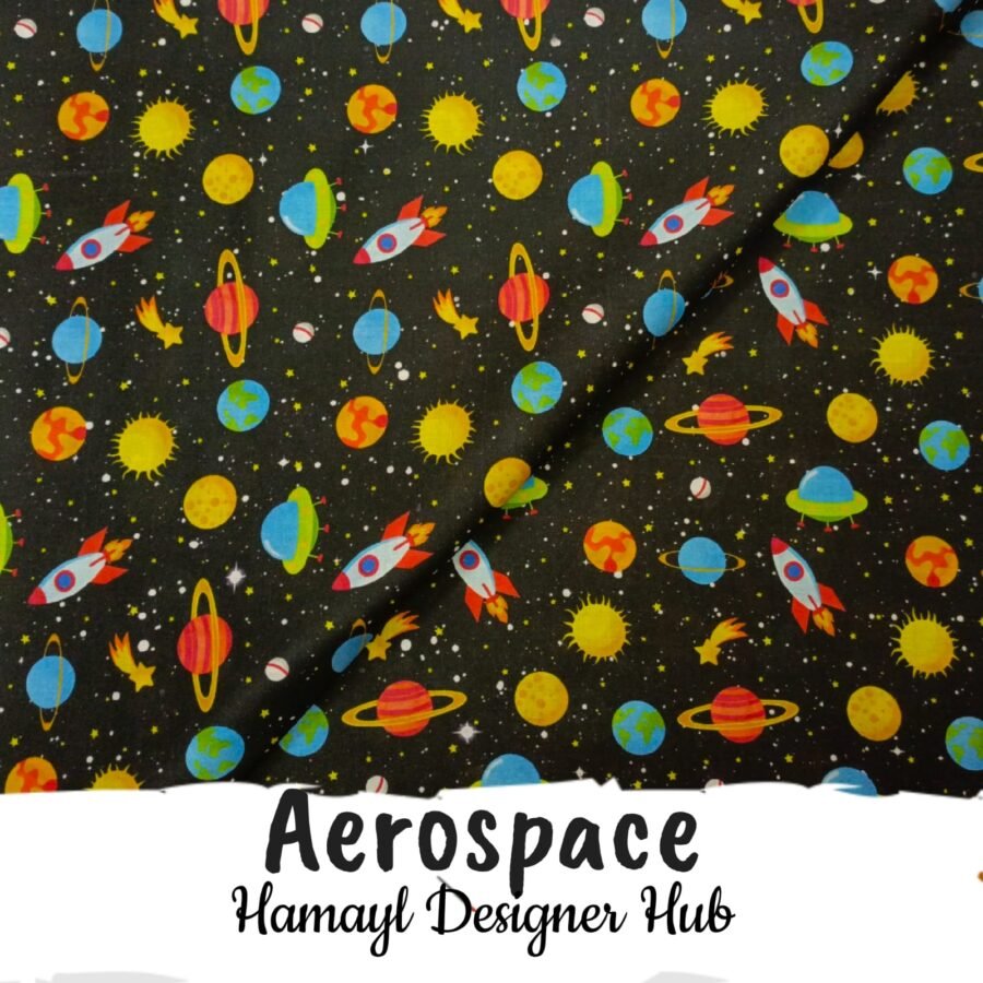 Aerospace – digital printed lawn fabric, 45-inch width, unstitched