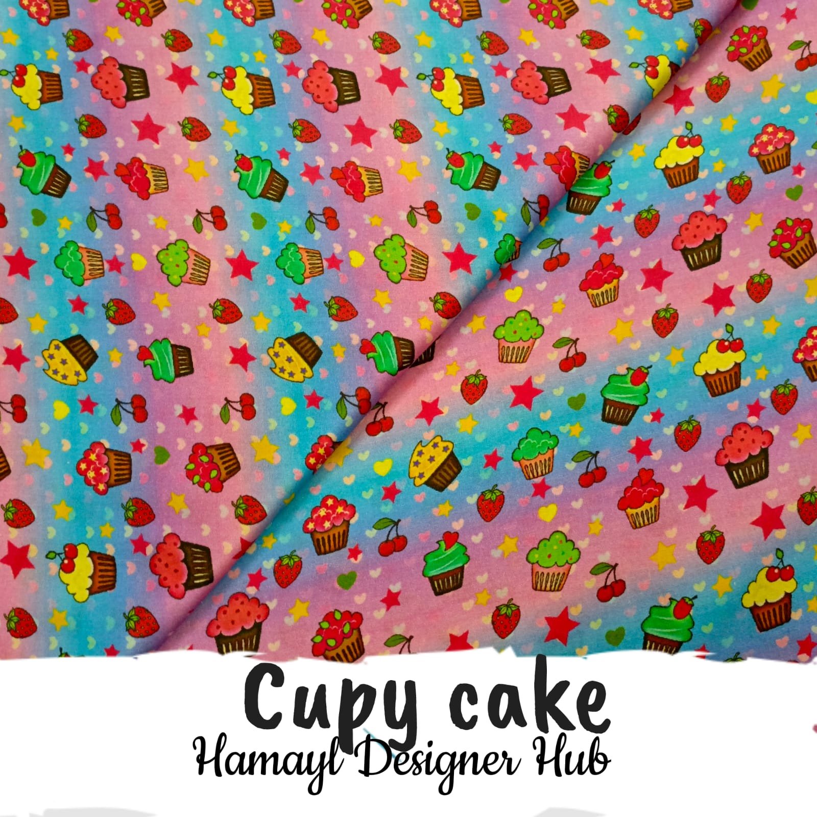 Cupy Cake – digital printed lawn fabric, 45-inch width, unstitched