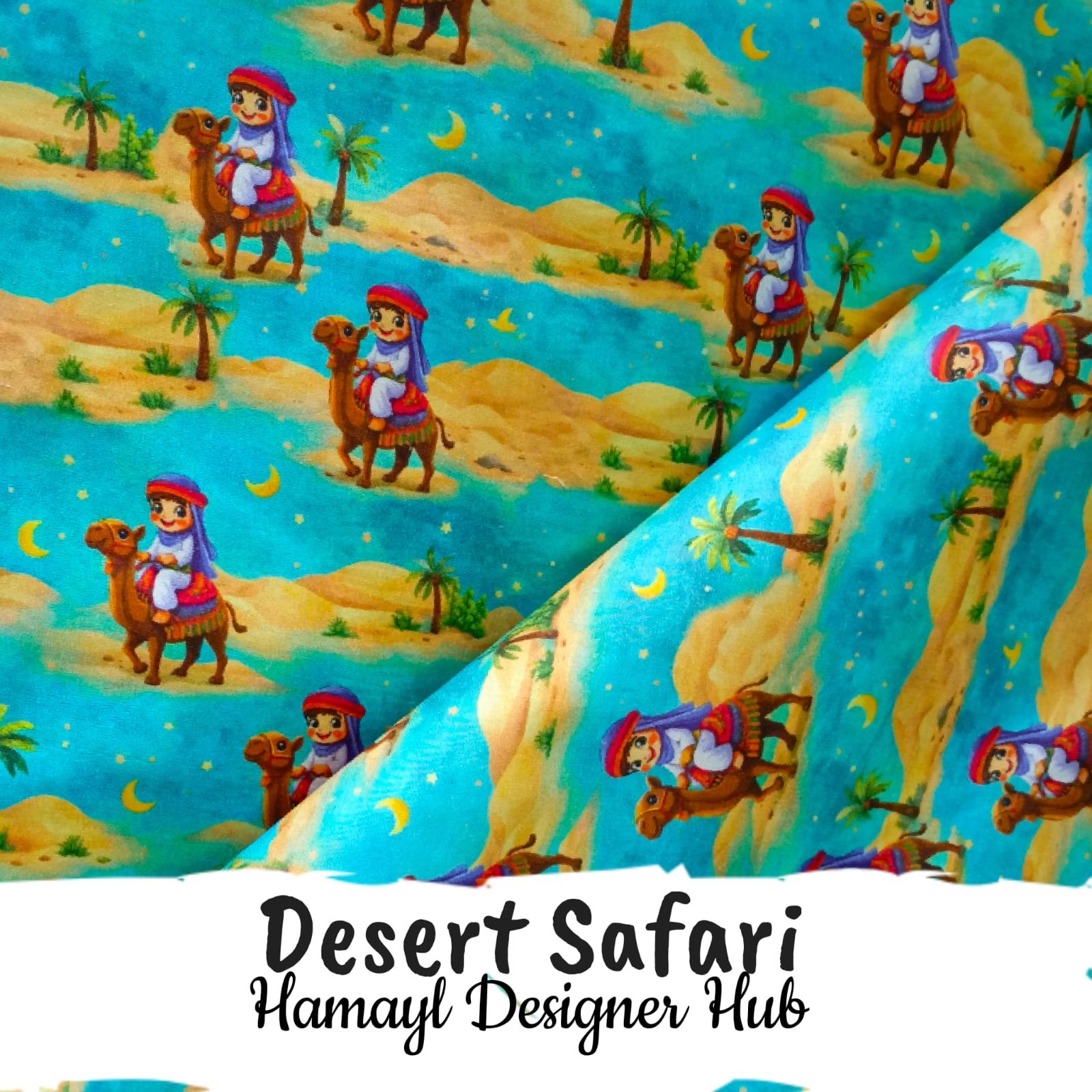 Desert Safari – digital printed lawn fabric, 45-inch width, unstitched