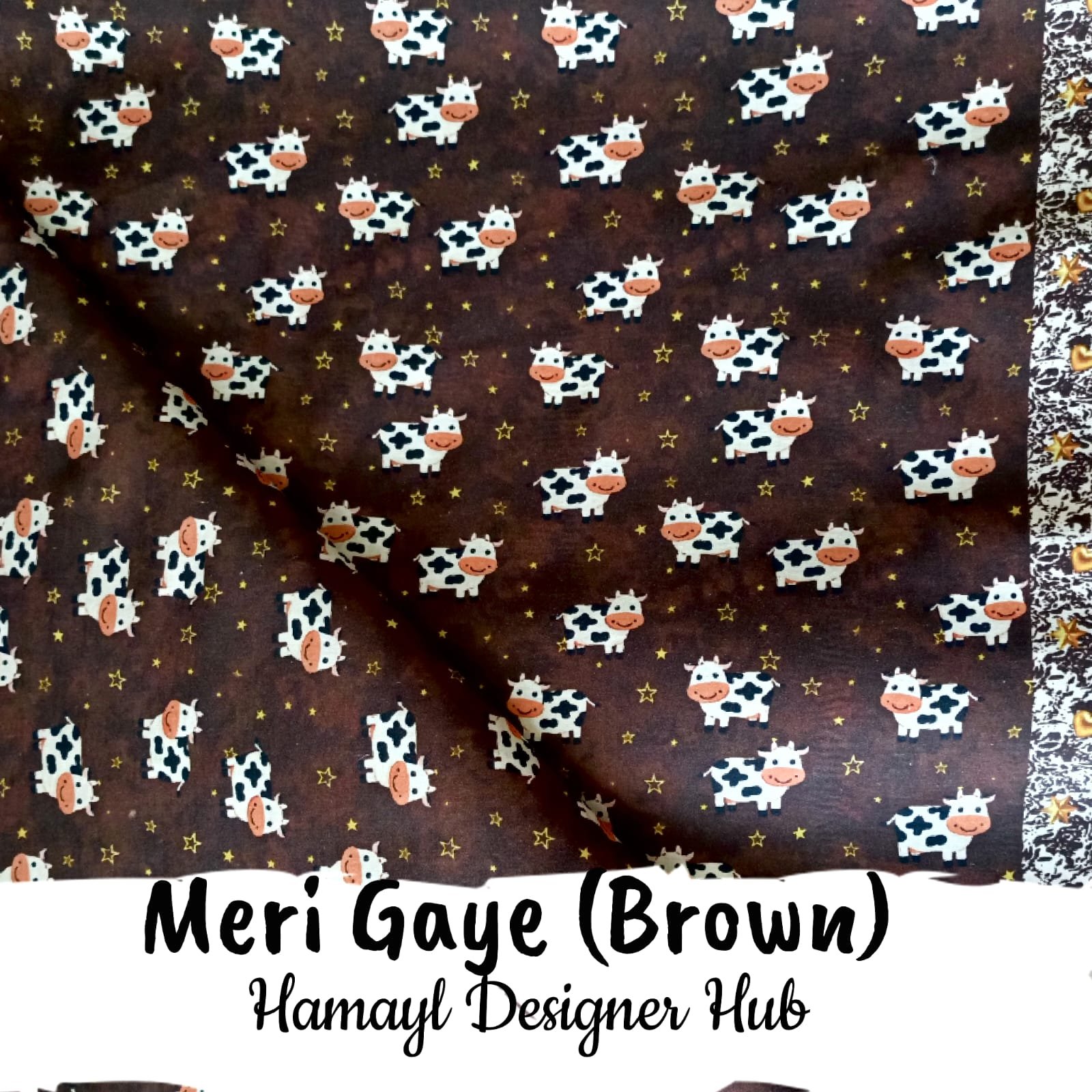Meri Gaye Brown – digital printed lawn fabric, 45-inch width, unstitched