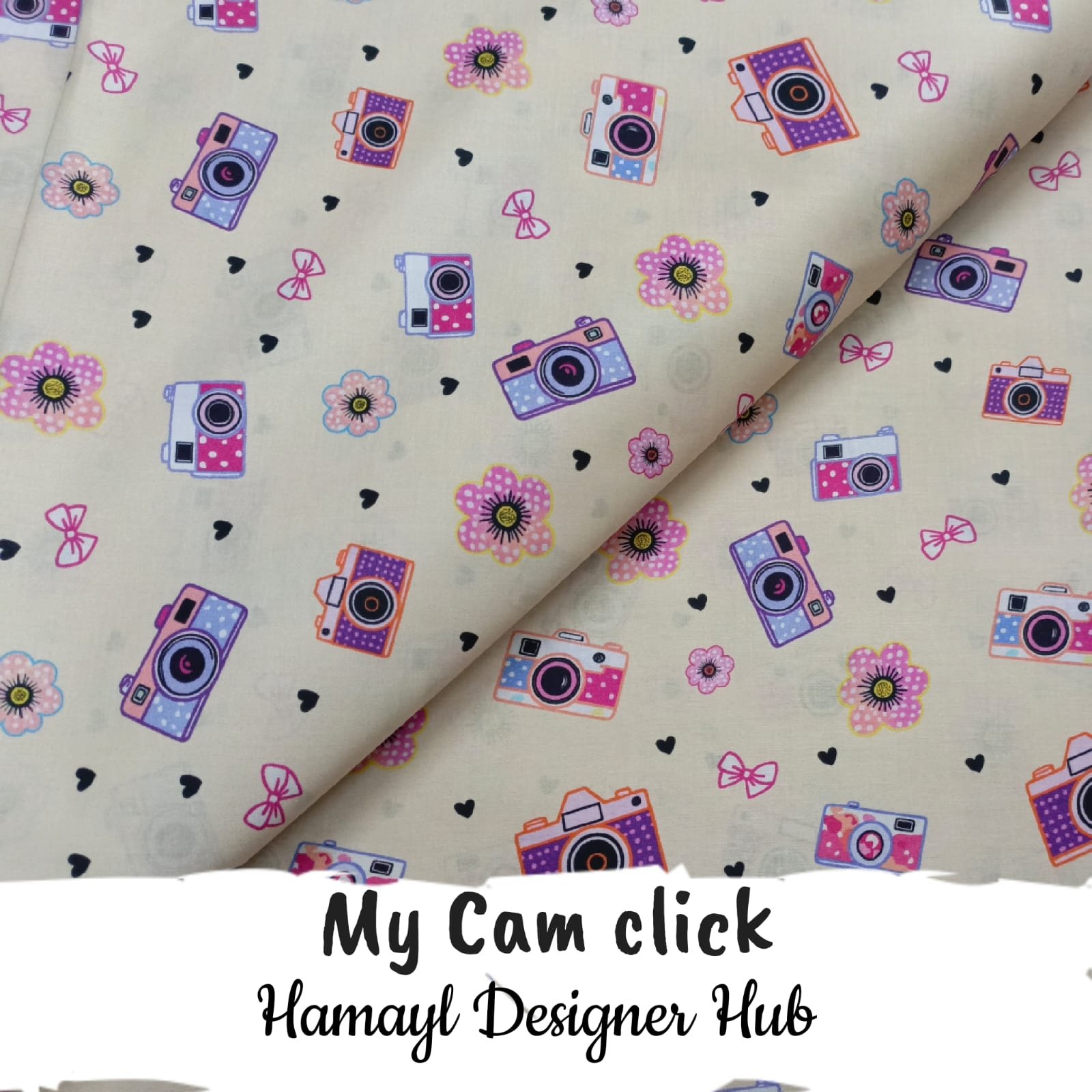 My Cam Click – digital printed lawn fabric, 45-inch width, unstitched