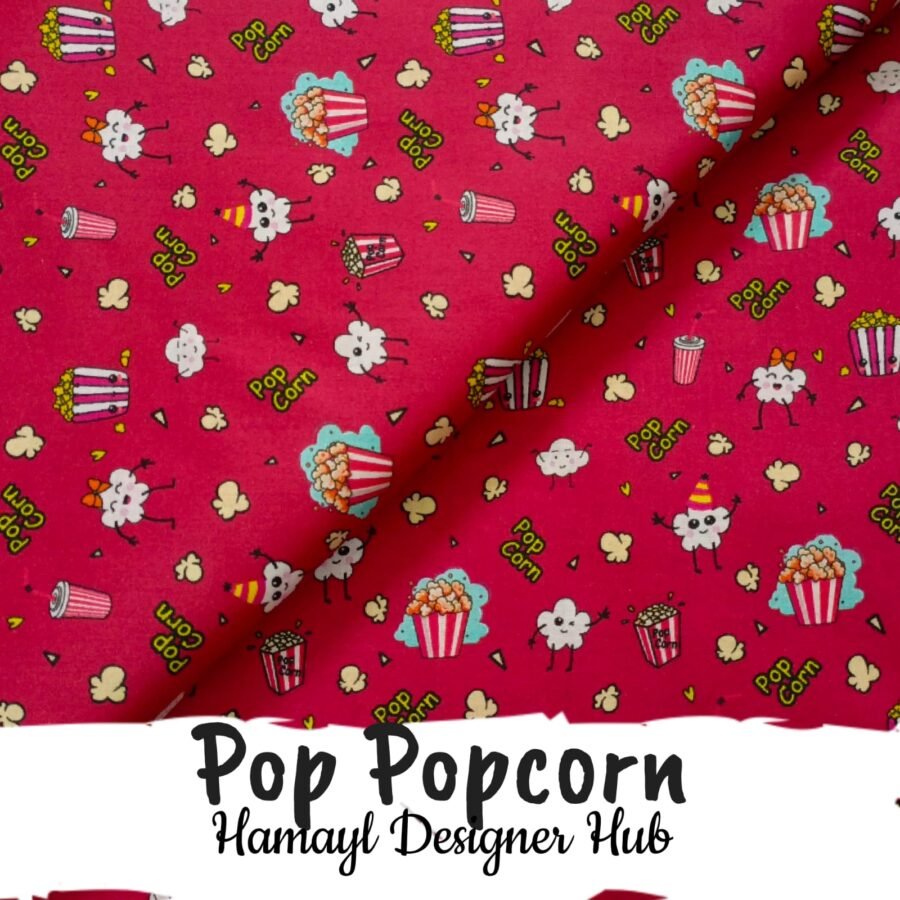 Pop Popcorn – digital printed lawn fabric, 45-inch width, unstitched