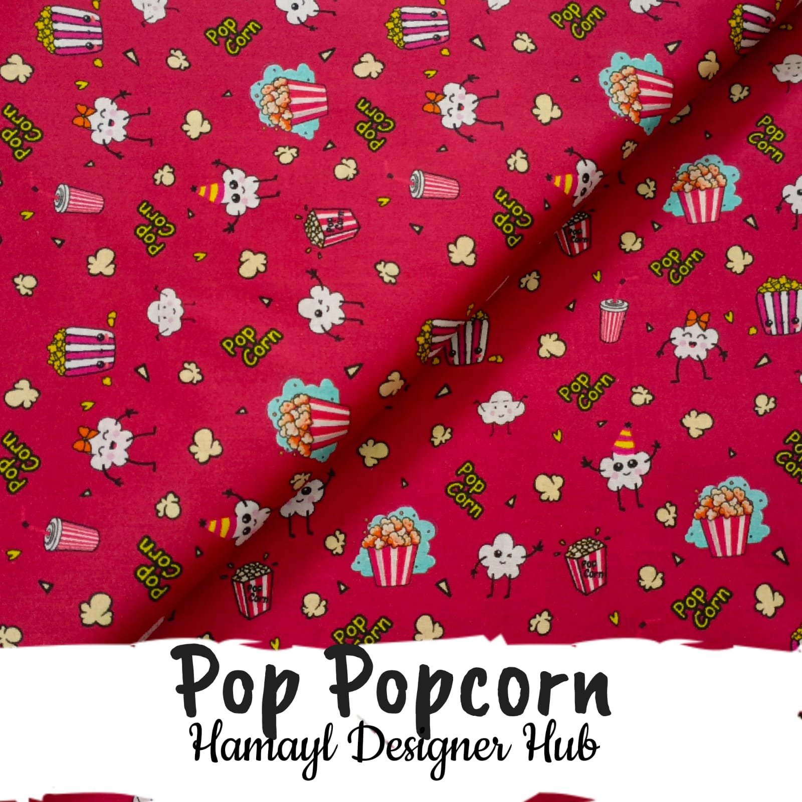 Pop Popcorn – digital printed lawn fabric, 45-inch width, unstitched