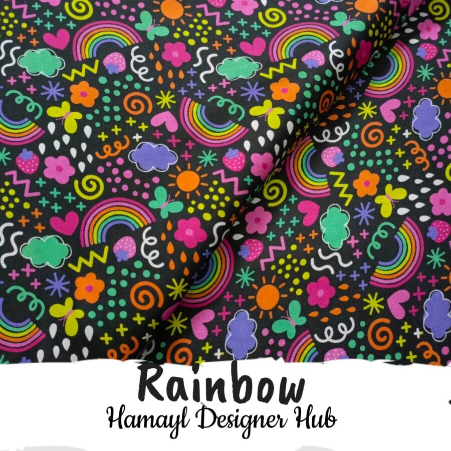 Rainbow – digital printed lawn fabric, 45-inch width, unstitched