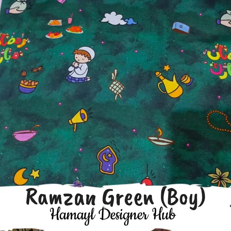 Ramzan Green (Boy) – digital printed lawn fabric, 45-inch width, unstitched