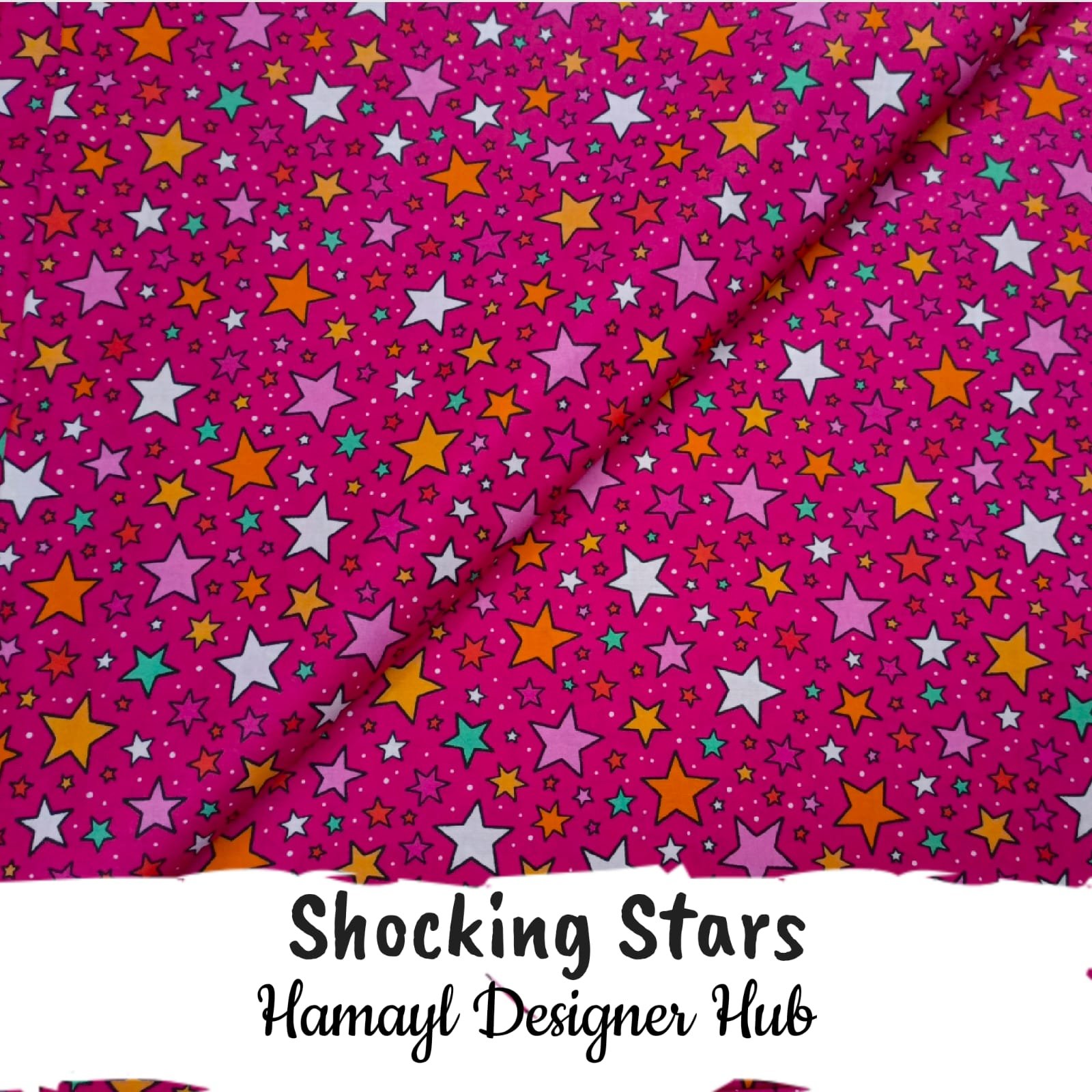 Shocking Stars – digital printed lawn fabric, 45-inch width, unstitched