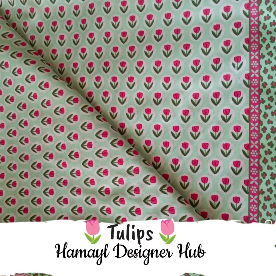 Tulips – digital printed lawn fabric, 45-inch width, unstitched