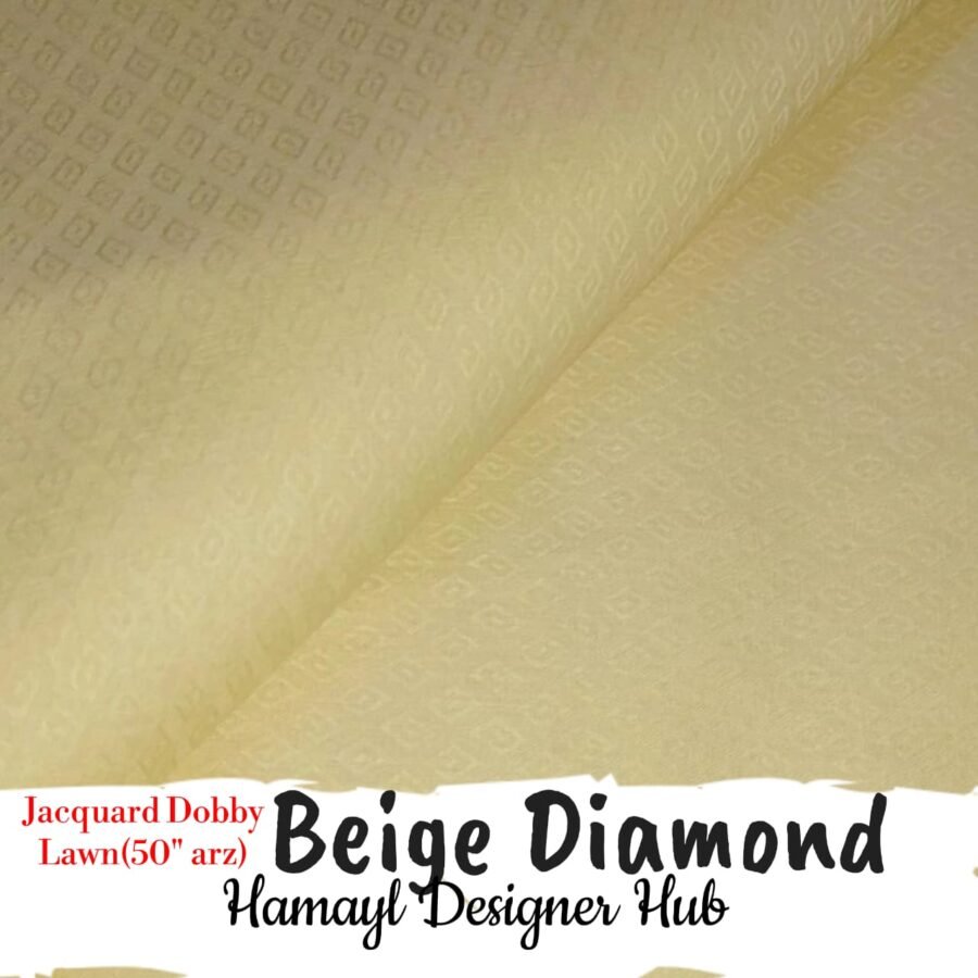 Beige Diamond- Plain Jacquard — unstitched fabric