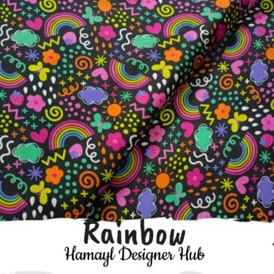 Rainbow- Fabric -Funky Digital Lawn- Hamayl Designer Hub