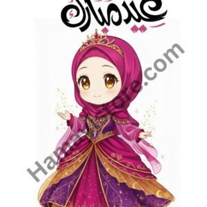 Eid Mubarak Princess Girl 5x4 Iron On Patches in Pakistan Islamic waterproof HD heat transfer for cotton lawn khaddar hoodies