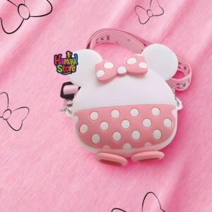 Pink Minnie Polka Silicone Crossbody Bag 2026 – Waterproof Kids Character Bag Pakistan
