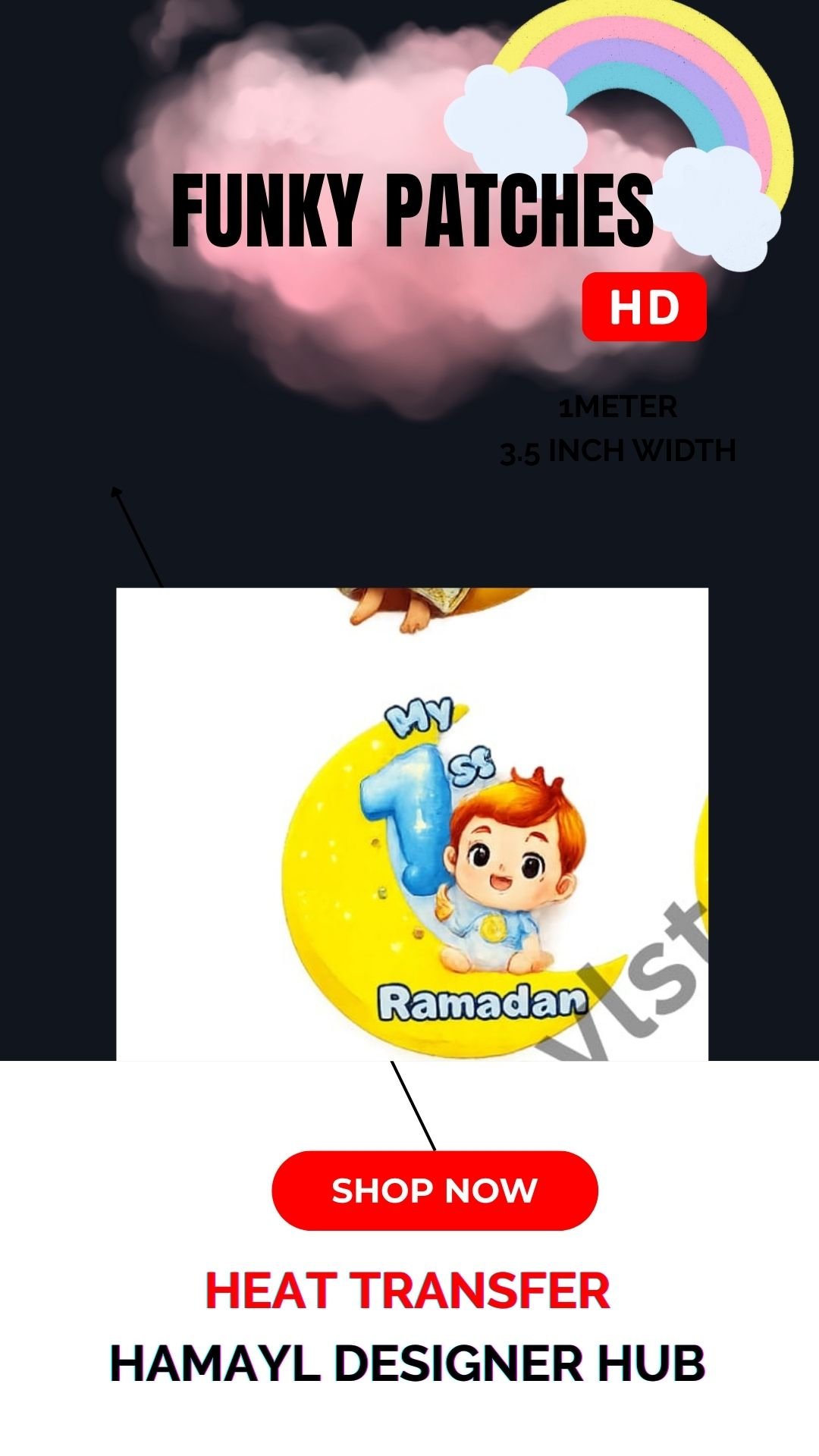 funky patch 279 betay ki eid patch 5x5 inches – cute islamic boy iron on patches in pakistan | hd heat transfer