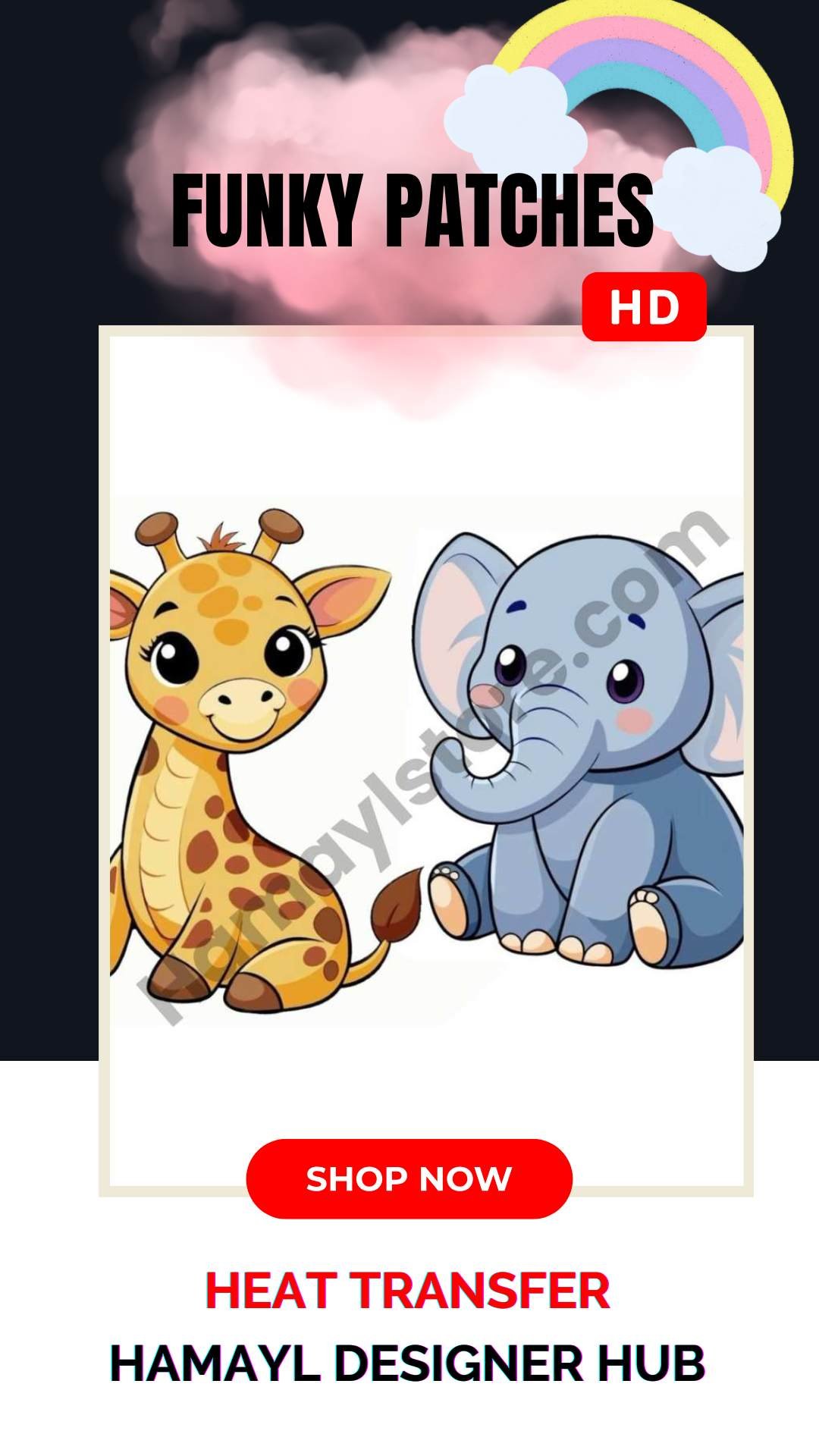 Baby Giraffe & Elephant – Eid-ul-Azha iron-on patch