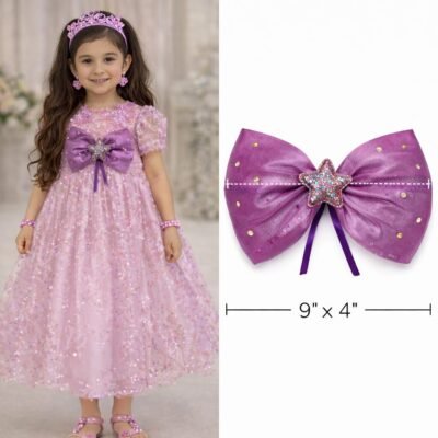Purple Fancy Frock Bows in Pakistan – 9x4 Inch Removable Luxury Star Dress Bow | Hamayl Designer Hub