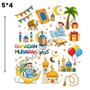 Ramadan Mubarak Boy 5x4 Iron On Patches in Pakistan waterproof Islamic HD heat transfer for cotton lawn khaddar denim hoodies