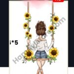 Sunflower Girl Swing 6x5 Iron On Patches in Pakistan waterproof heat transfer patch for summer lawn and winter hoodies Punjab Sindh KPK
