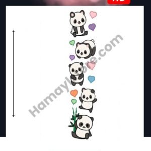 Cute Panda Vertical Combo Iron On Patches in Pakistan waterproof heat transfer patch for summer lawn and winter hoodies Punjab Sindh KPK