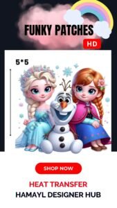 Funky Patch 241-Snow Princess Cartoon Patch 5x5 Inches – Iron On Patches in Pakistan | Waterproof Heat Transfer for Summer & Winter