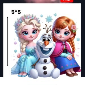 Snow Princess Cartoon 5x5 Iron On Patches in Pakistan waterproof heat transfer patch for summer lawn and winter hoodies Punjab Sindh KPK