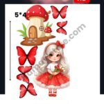 Red Butterfly Girl Mushroom 5x4 Iron On Patches in Pakistan waterproof heat transfer patch for lawn cotton jeans hoodies summer winter