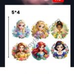Princess Floral Faces 5x4 Iron On Patches in Pakistan waterproof HD heat transfer for girls dresses lawn cotton jeans winter hoodies