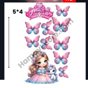 Princess Butterfly Unicorn 5x4 Iron On Patches in Pakistan waterproof HD heat transfer for girls dresses lawn cotton jeans winter hoodies