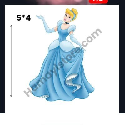 Funky Patch 248-Cinderella Princess Patch 5x4 Inches – Iron On Patches in Pakistan | Waterproof HD Heat Transfer for Girls Dresses